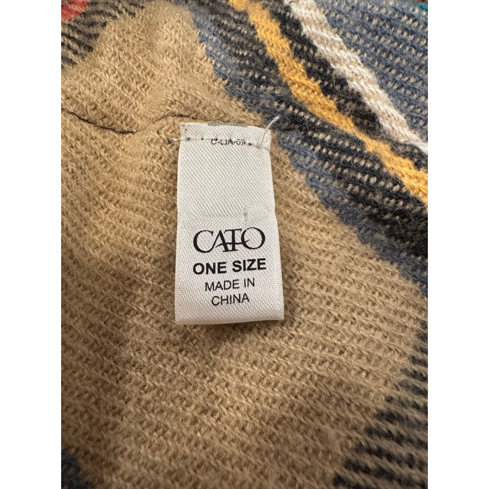 Cato Boho Plaid Poncho Cape One Size - Picture 7 of 10